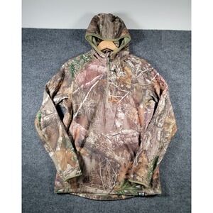 Kings Camo Jacket Mens Large Camouflage Hunting Realtree Edge Hoodie 1/4 Zip XKG